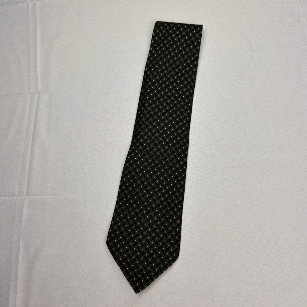 Banana Republic Men's Tie Silk Green Black Pattern / Made in Italy /57"x3.75"